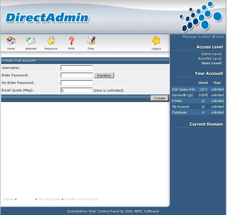 DirectAdmin screenshot