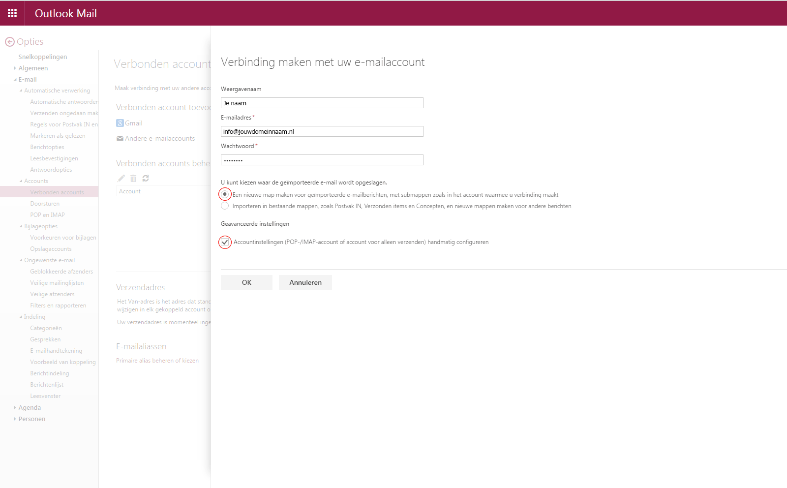 Outlook / Hotmail instellen